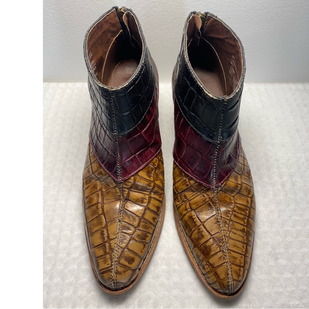 Free People Multicolor Croc-Embossed Ankle Boots - Picture 3 of 9
